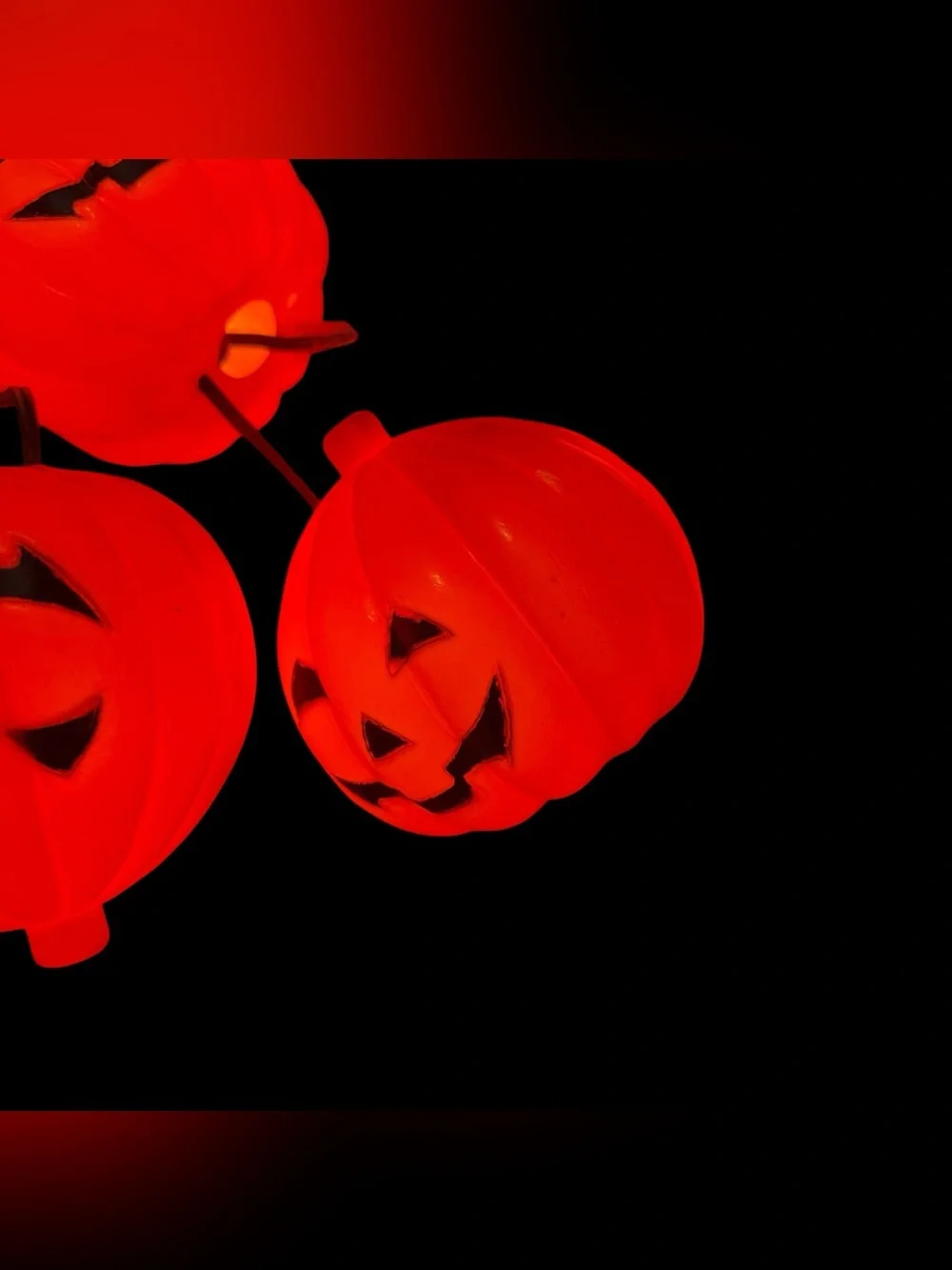 Vtg Large Pumpkin Blow Mold 7 String Light Set Tiki Lights WORKS Jack O Lantern.